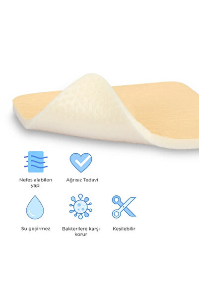 luofucon Silikon Köpük Yara Örtüsü Non-border (KENAR BANTLI DEĞİL)-12,5x12,5 Cm-10adet