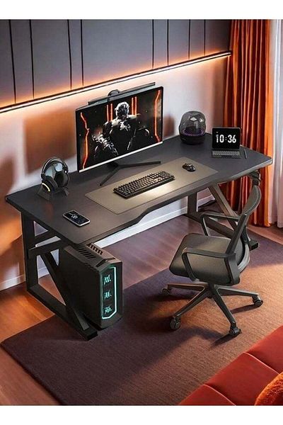 Taimi Gaming Desk, Modern Computer Desk, Home Office Gaming and Study Table Black Size: 140x60x73cm