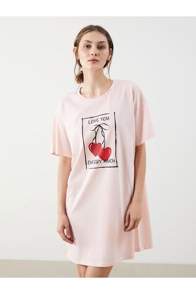 LC Waikiki Kiraz Baskılı Kadın Gecelik Anne Kız Kombini (S5)