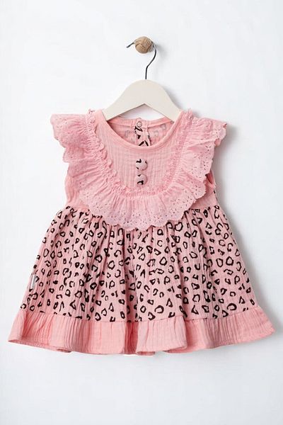 minuma Baby Girl Leopard Patterned Lace Dress 9/18 Months