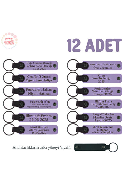 Asortishey Personalized Leather Keychain, Purple Lilac & Black, Gift from Edu...