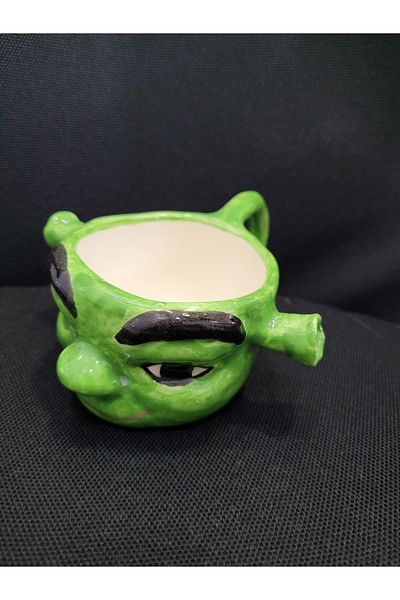 esdekor Ceramic Handmade Large Mug Green Shrek 15X12X6Cm 1 Piece