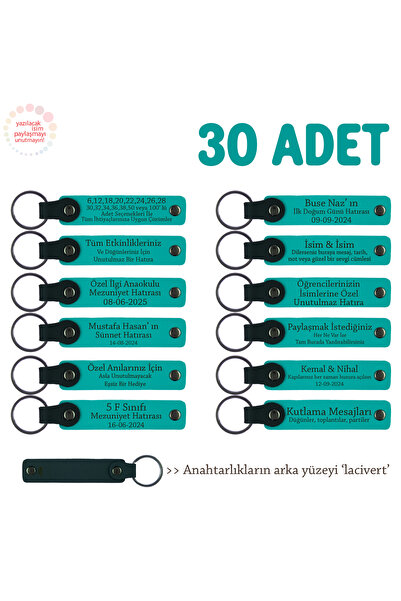 Asortishey سلسلة مفاتيح جلدية هدية مع اسم شخصي مكتوب، فيروزي داكن وأزرق داكن،...