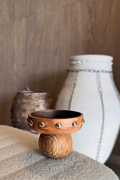 Ogia Concept Bono Ahşap Ayaklı Kase Silver Sunumluk 11 cm ( Çerezlik - Lokumluk )