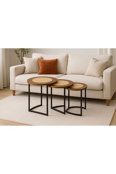 Un Set of 3 coffee tables with a luxurious design and a natural touch that fits every corner