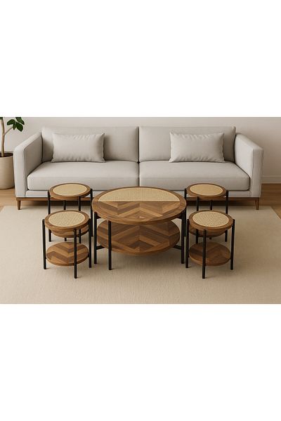 Un A stylish and modern coffee table set that complements the elegance of your living room. 5 pieces.