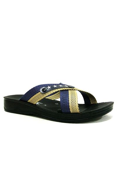 Volts Navy Blue Yellow Cross Rope Anatomical Children's Slippers