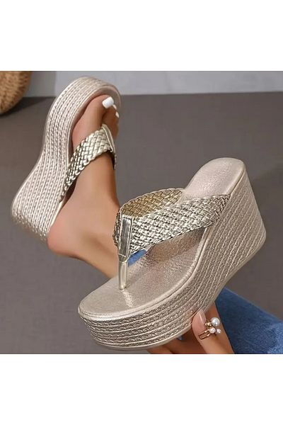 Deniz Terlik Wedge Heel Stylish Beach Sea Daily Flip Flops