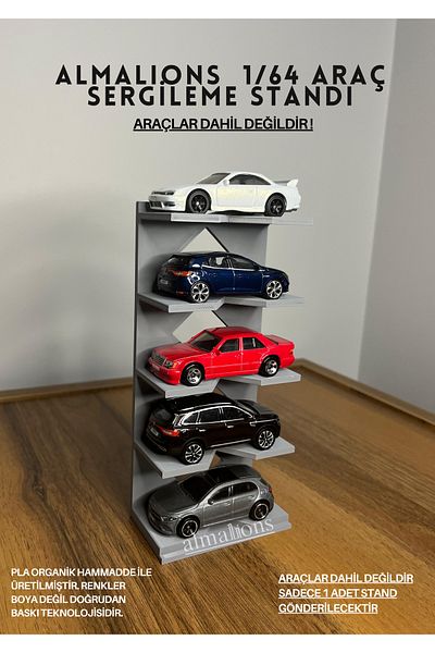 almalions 1/64 Scale Vehicle Display Stand (for 5 Vehicles) - Light Gray - Vehicles Not Included!