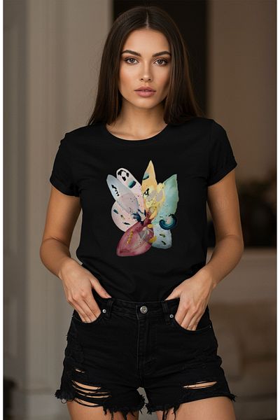 PARUNIV Tricou dama Flori Abstract Flower Watercolor