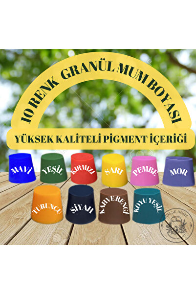 Misse 10'lu Granül Mum Boyası Seti 10 Gr Kırmızı,Yeşil,Sarı,Mavi,Mor,Pembe,Turuncu,Kahve,Siyah,K.Yeşil