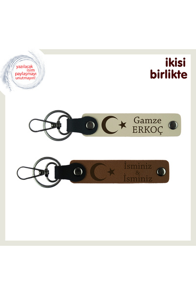 Miaju Romantic Gift with National Motif – Moon and Star Leather Keychain Set ...