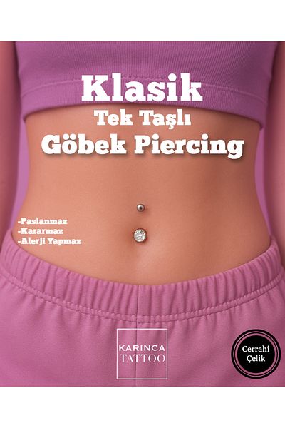 Karınca Piercing Classic Single Stone Navel Piercing by Karınca Tattoo