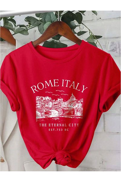 Trend Sizde Unisex Italian Skyline Special Design Front Printed Design Tshirt