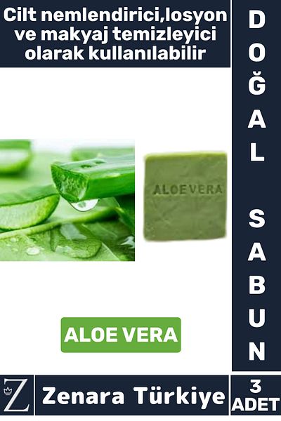 Zenara Herbal Organic Natural Hair Face Body Hand Use Skin Moisturizing Lotion Soap Aloe Vera 3Pcs