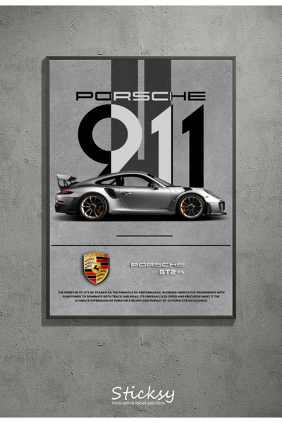 Sticksy Porsche 911 Duvar Posteri , Kalın Kağıt - Araba Posterleri Çerçevesiz