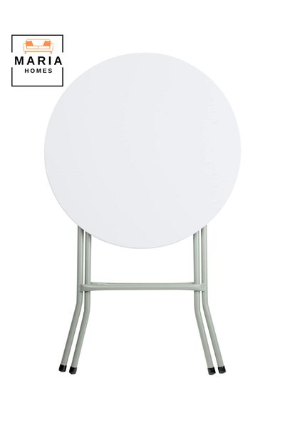 MARIA HOMES Round White Folding Table – Portable Lightweight Plastic Table for Indoor & Outdoor Use