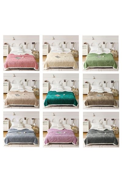 OEM Cocolino fluffy blanket, with fur, 200x230cm, elegantly embossed with Butterflies, made of plush microfiber
