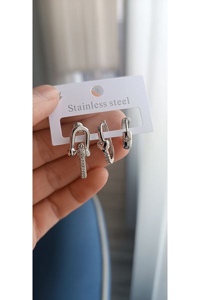 GÜRLER 3 Stainless Steel Earrings