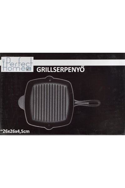 Perfect Home Cast iron frying pan with spout, 26x26x4.5 cm, Perfect Home