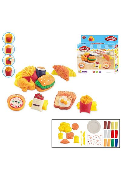 Point Plus Original Play-Doh Food Playset – Build Burgers, Pizza, Fries & More – Suitable for ages 3+