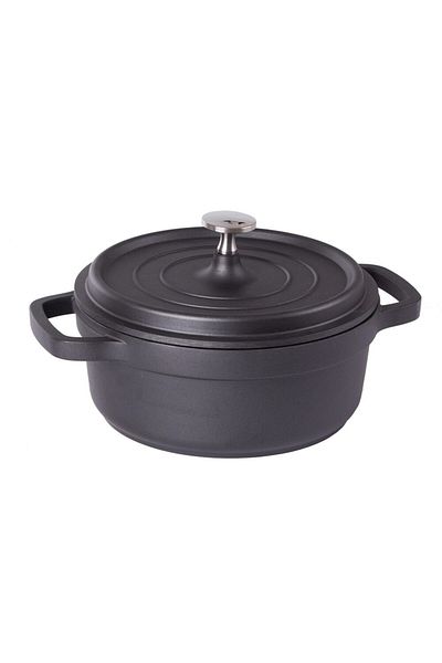 Perfect Home Oala de aluminiu cu capac, negru, 2.2 L, 20 cm, Verk Group