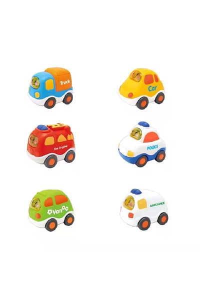 rexa Cartoon City Rescue Vehicle Set – 6 Mini Cars Including Fire Trucks, Police Car, Ambulance & More