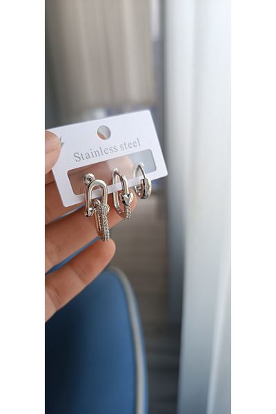 GÜRLER 3 Stainless Steel Earrings