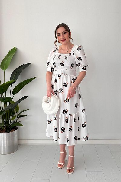 MaziButik Lined Flower Dress Black