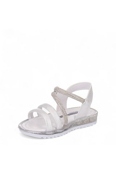 Tuğba Ortopedi 035 Orthopedic Baby Girl White Stone Sandals