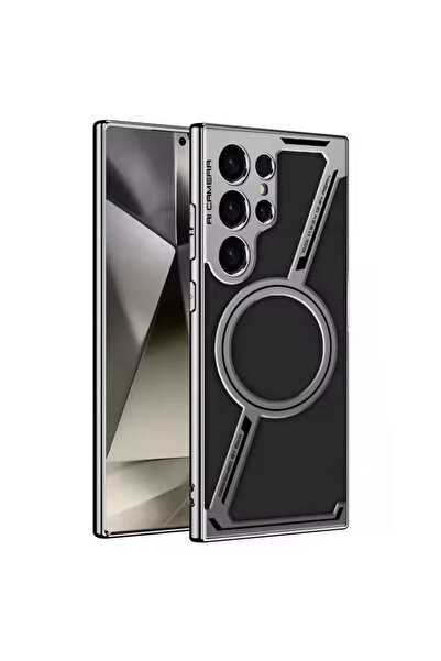 REDz Accessories Husă de protecție MagSafe Z pentru Samsung Galaxy S25 Ultra, rezistentă la șocuri, aspect piele, neagră