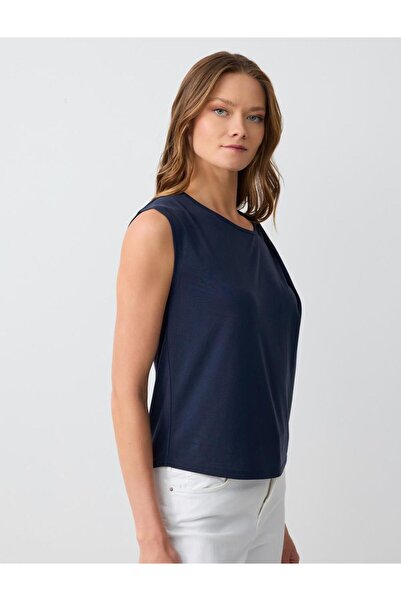 Jimmy Key Relaxed Fit Asymmetric Collar Sleeveless Modal Blouse