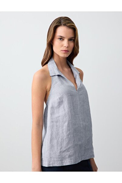 Jimmy Key Linen Blouse Tied at the Neck