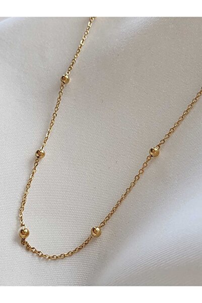 ZÜLİSCH ÇELİK KOLYE BONCUK ZİNCİR MODEL GOLD PASLANMAZ