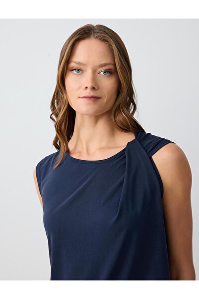 Jimmy Key Relaxed Fit Asymmetric Collar Sleeveless Modal Blouse