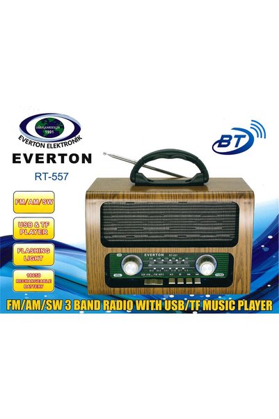 Universal Everton Rt-557 Bluetooth Fm-Usb-Tf-Aux Şarjlı Nostaljik Radyo