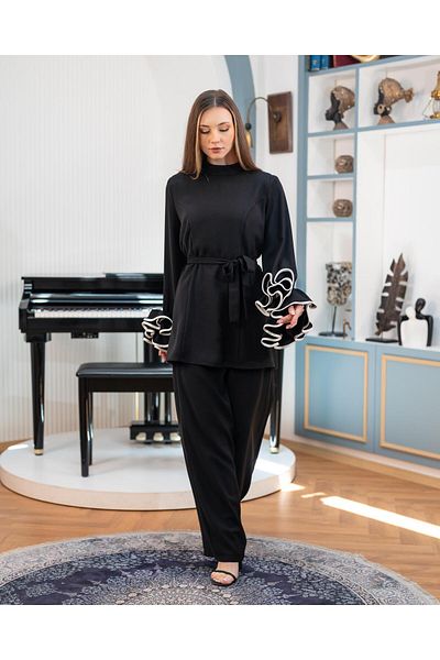 YAFA CLOTHING & ACCESSORIES Blouse pants double set black