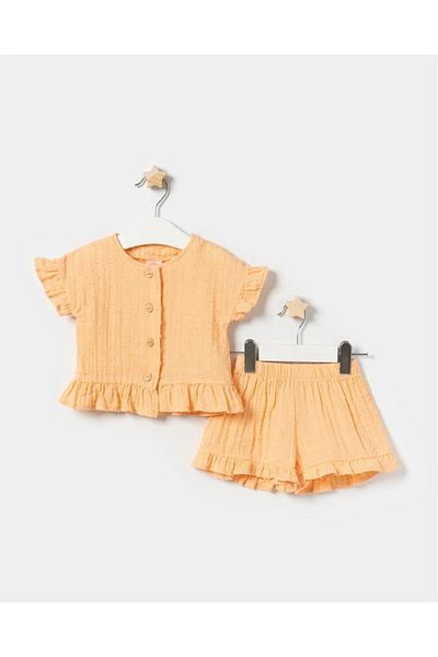 Magu Baby Girl Muslin Ruffle Blouse Shorts Set