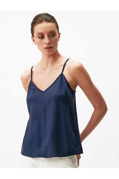 Jimmy Key Basic Blouse with V-Neck Straps
