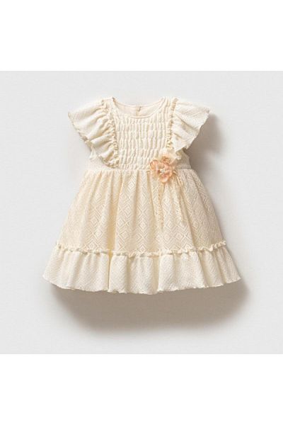 Magu Baby Girl Flywheel Sleeve Flower Accessory Dress
