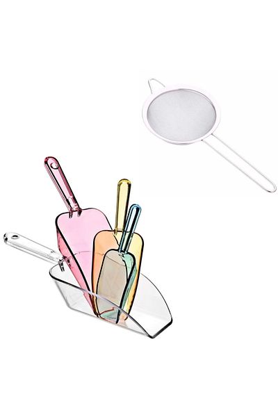 adin tasarım Ice Tongs Ice Shovel Set of 4 and Bar Strainer 5.5 cm Cocktail Set Cocktail Strainer and Shovel Set