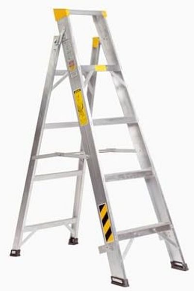 Mazaya Aluminium Mazaya Aluminum Foldable Ladder 5 Steps, Project Ladder Folding Heavy-Duty & Portable Step Stool wit