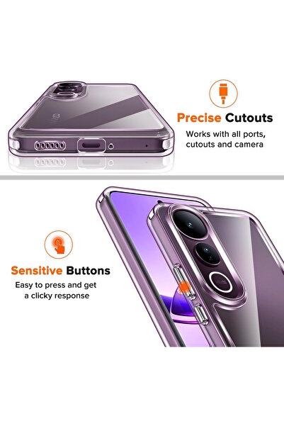 m.tk moveteck Vivo V50 Lite 4G Kılıf Kamera Çıkıntılı Korumalı Renksiz Yumuşak Şeffaf Silikon Kapak