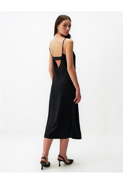 Jimmy Key Halter Neck Strappy Basic Midi Linen Dress