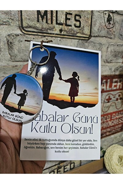 SOFT 20 adet babalar günü 10x15 kart kaliteli baskı 58mm büyük boy anahtarlık...