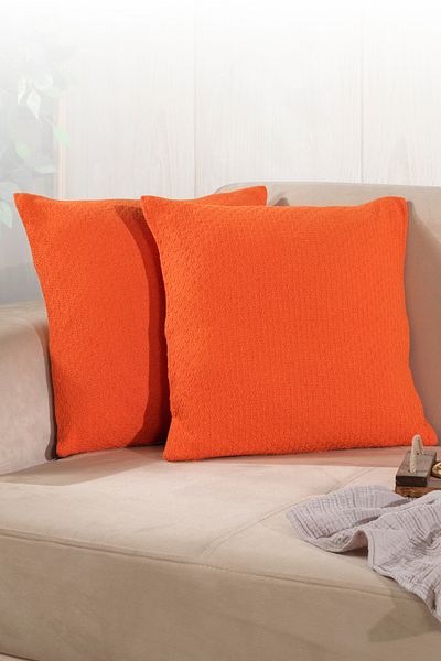 LADYNİL Bohemian 2-Piece Throw Pillow Case Decorative Pillow Case 45X45 Zippered Orange