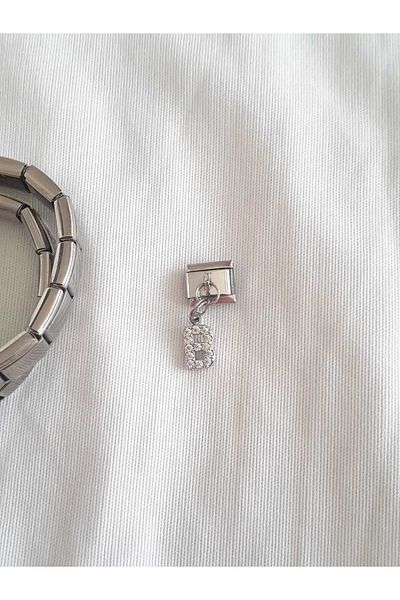 bijoux uniques Steel B Letter Zircon Stone Italian Charm