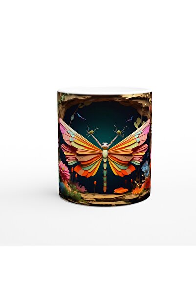 MESCHAIN فراشة عملاقة بين أزهار الغابة الملونة كوب مطبوع