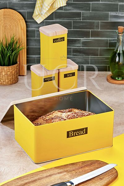 UCR HOME Retro Style Metal Bread Bin and Jar Set Bread Basket Bread Box