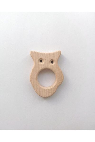 Sihirlihalka Amigurumi Owl Figured Wooden Teether Ring (2 Pcs)